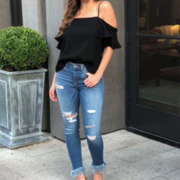 Black Off the Shoulder Top - Picture 3 of 5